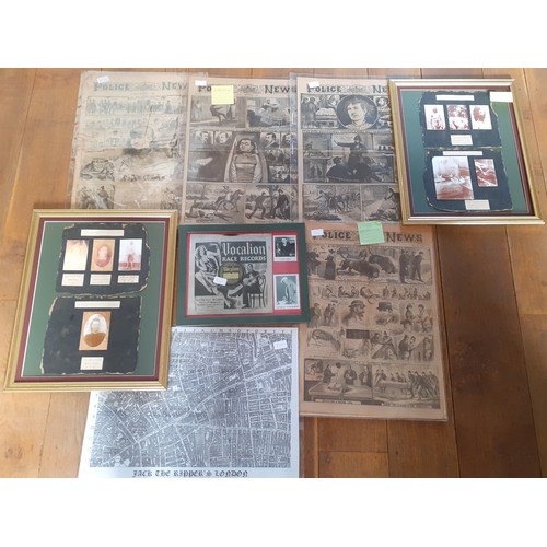 460 - Mixed reproduction newspapers and pictures relating to 19th Century police crime news, Jack the Ripp... 