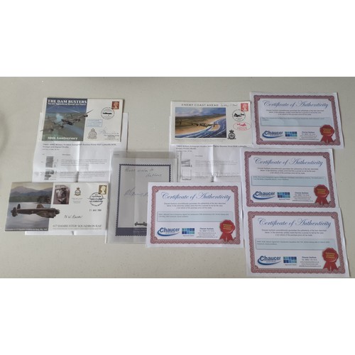 450 - WW2 Interest-3 signed FDC and a signed bookplate comprising a Flt Lt Dambuster Dudley P Heal FDC sig... 