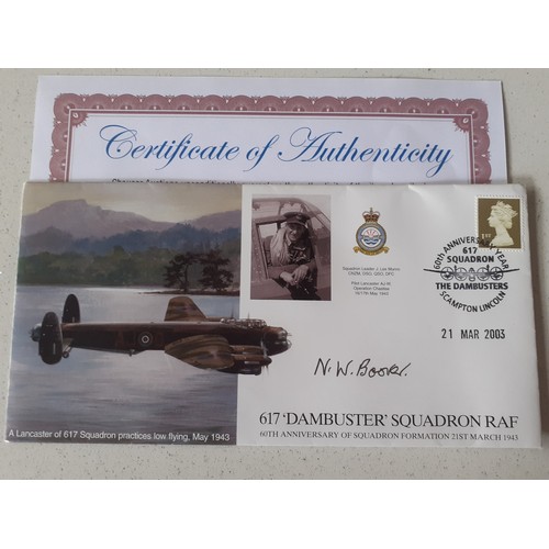 450 - WW2 Interest-3 signed FDC and a signed bookplate comprising a Flt Lt Dambuster Dudley P Heal FDC sig... 