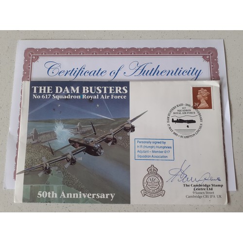 450 - WW2 Interest-3 signed FDC and a signed bookplate comprising a Flt Lt Dambuster Dudley P Heal FDC sig... 