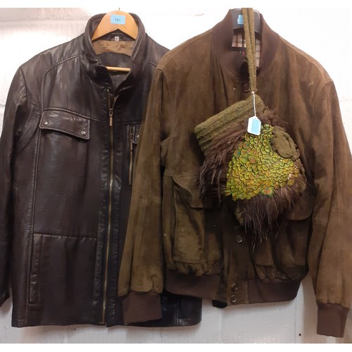 161 - Two gents jackets comprising a Porsche brown faux leather jacket having 5 front pockets and zip fast... 