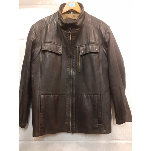 161 - Two gents jackets comprising a Porsche brown faux leather jacket having 5 front pockets and zip fast... 