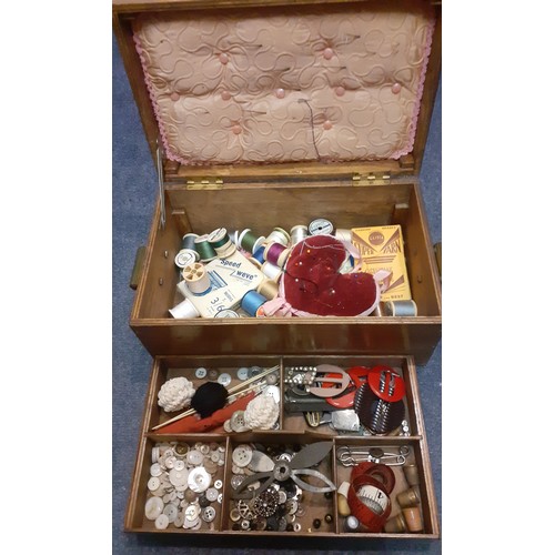 159 - A Victorian tin hat box, a quantity of vintage tins, a vintage sewing box with contents and a tapest... 