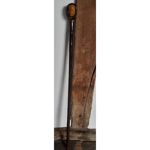 238 - A reproduction of Inspector Abbeline's walking stick with a handle fashioned as a hooded gents head ... 