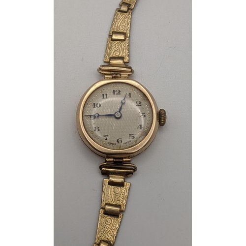 70 - An early 20th century ladies 9ct gold manual wind wristwatch on a gold plated strap
Location: CAB 4
... 