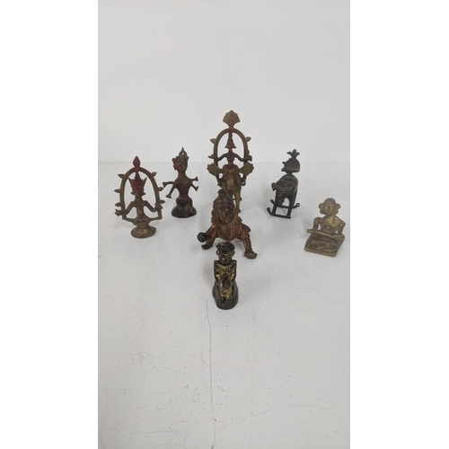 172 - A selection of Indian bronze and gilt metal figures/models to include a bronze sculpture of Tuhura O... 