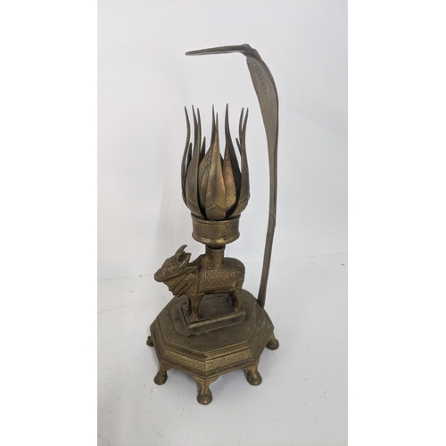 174 - Mixed Indian metalware interest to include a brass Dhokra work elephant oil lamp, an ash catcher inc... 