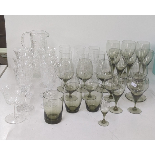 183 - Glassware to include a crystal cut water jug, a set of six matching Bohemian crystal red wine glasse... 