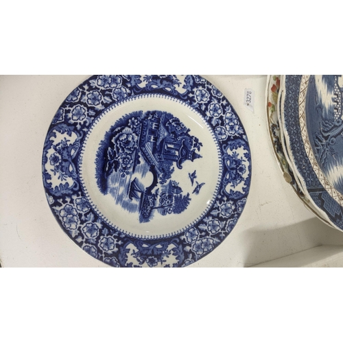 318 - Mixed ceramics to include a blue and white platter and plates, Royal Crown Derby and others Location... 