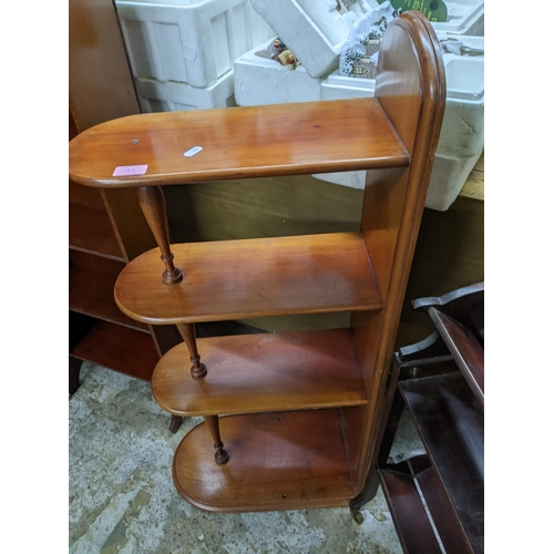 129 - A group of three Edwardian and later mahogany bookshelves, a five shelf oak open bookcase Location: ... 