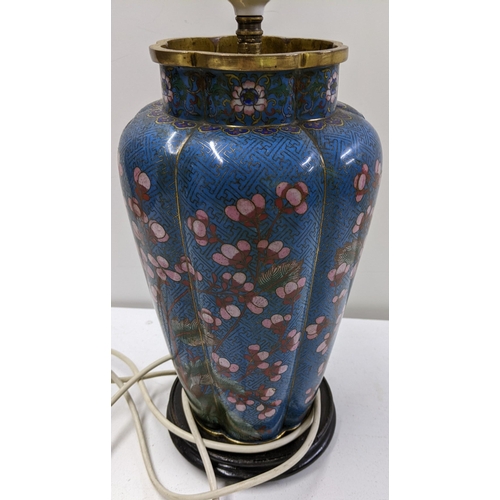 22 - A cloisonné style vase fashioned as a lamp without a plug
Location: RAF
If there is no condition rep... 