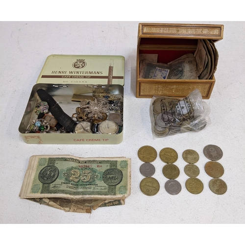 251 - A mixed collection of banknotes and coins, together with vintage watches and brooches Location:RWM
I... 