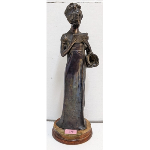 276 - A mid/late 19th century Italian bronze figure of a standing lady reading, titled 'Ragazza che Legge'... 