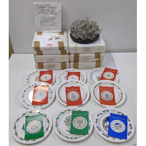 278 - Six Villeroy & Bosch collectors plates and nine Spode Christmas plates along with a still life glass... 