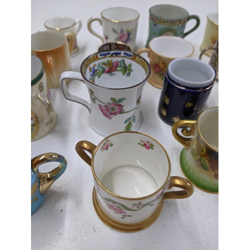 280 - Nineteen miniature cups, some twin some tri handled to include examples from Royal Worcester, Royal ... 