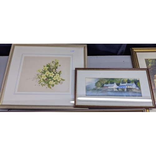 295 - Five framed pictures, prints & water colours to include ' Waterfront Loggos' by Michael Plant, ' A T... 