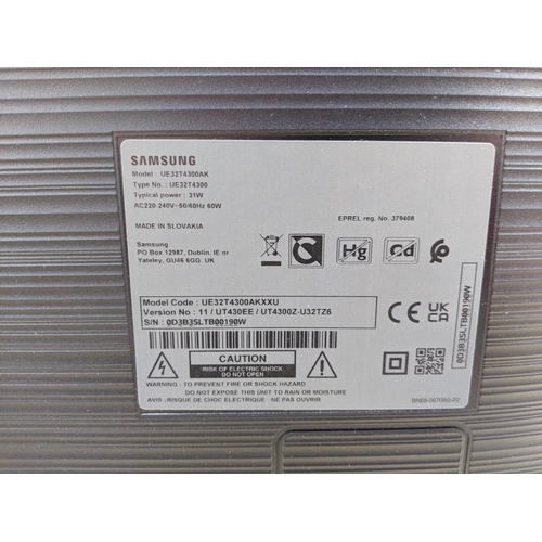 324 - A Samsung EU32T4300AK television with remote
Location:RAF
If there is no condition report shown, ple... 