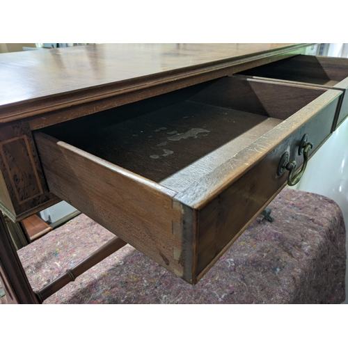 33 - A late 20th century yew sofa table with drawers, on splayed legs
Location: BWR
If there is no condit... 