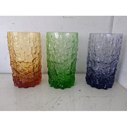 34 - A set of six coloured bark design drinking glasses, 13cm h
Location: 1-3
If there is no condition re... 