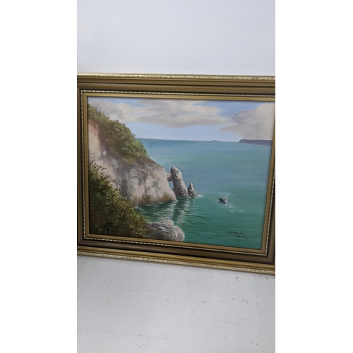 382 - Frederick Chaplin Smith - a pair of 20th century oil on board seascape paintings, both signed to the... 