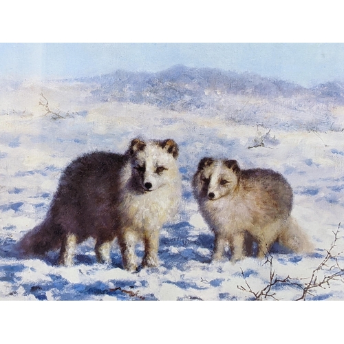 421 - A limited edition David Shepherd print depicting two Arctic Foxes titled Arctic Foxes, number 369/15... 