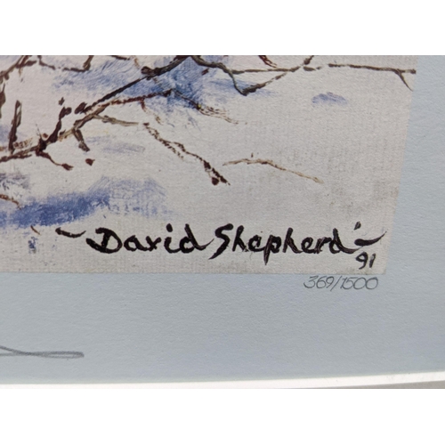 421 - A limited edition David Shepherd print depicting two Arctic Foxes titled Arctic Foxes, number 369/15... 