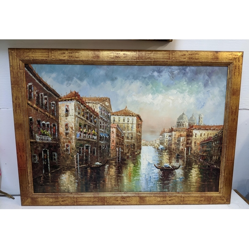 44 - An oil painting depicting a Venetian scene 103cm x 73cm Location: RWM
If there is no condition repor... 