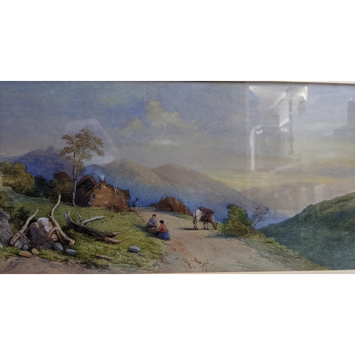 465 - Thomas Charles Leeson Rowbotham (1823-1875) attributed to - a landscape with mountains to the distan... 