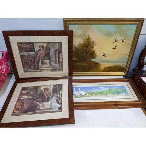 47 - Mixed frames, paintings and pictures to include 'Wait for Me' by John Haysom, 'Igndo 3' by Michael L... 