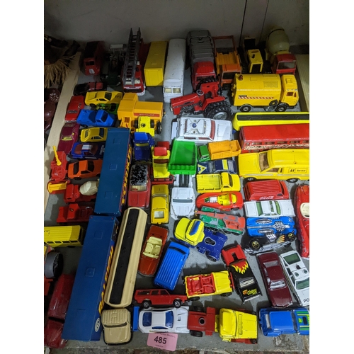 485 - A selection of vintage diecast model vehicles to include Dinky and Corgi Toys, Matchbox cars includi... 