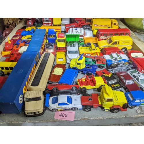 485 - A selection of vintage diecast model vehicles to include Dinky and Corgi Toys, Matchbox cars includi... 