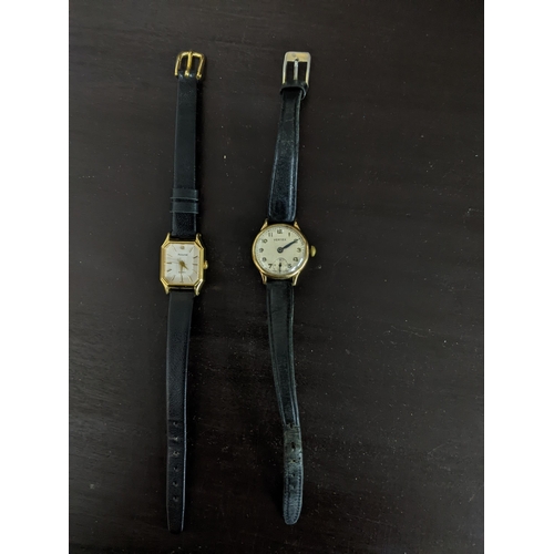 488 - A Vertex 9ct yellow gold cased ladies wristwatch, silver coloured dial with Arabic numerals and offs... 