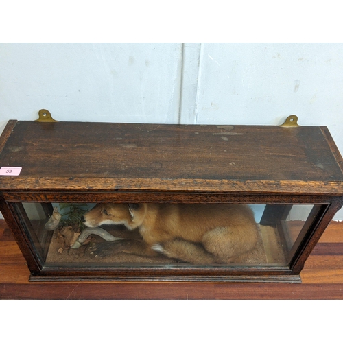 53 - Taxidermy - a fox looking at a snail, in an oak glazed case
Location: STAIRS
If there is no conditio... 