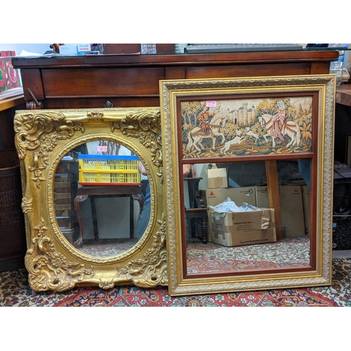 57 - A modern gold painted ornate mirror and a gilt framed mirror with a tapestry panel
Location: A1F
If ... 