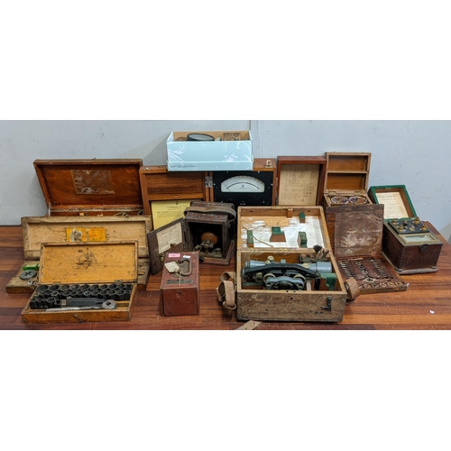 61 - Mixed early/mid 20th century electrical equipment to include an Eversheds portable testing kit, a Em... 