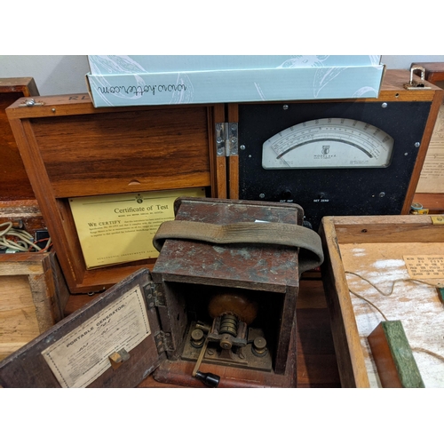 61 - Mixed early/mid 20th century electrical equipment to include an Eversheds portable testing kit, a Em... 