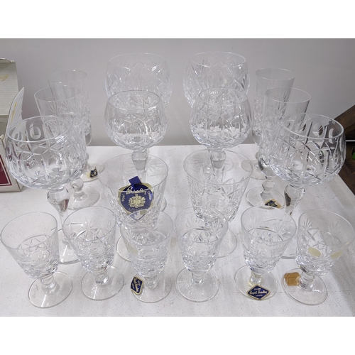 63 - Glassware and ceramics to include Bohemia crystal hock glasses, Royal Albert Crystal glasses, an Arl... 