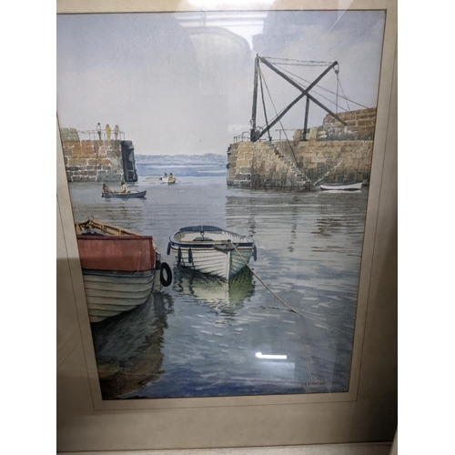 77 - A selection of framed and glazed watercolours and prints to include A.J. Mayhew, Autumn Grasses Marp... 