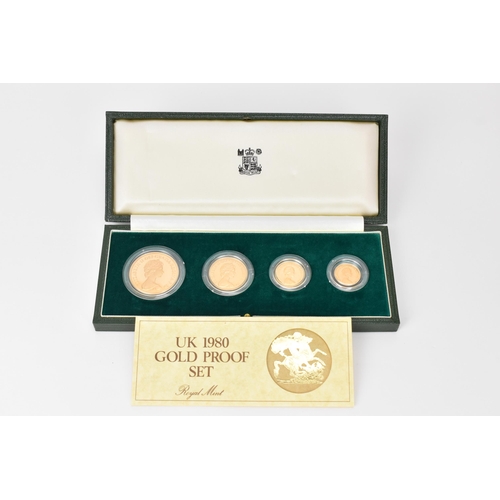 12 - United Kingdom - Elizabeth II (1952-2022), 1980 Gold Proof Four-Coin Set, comprising of Five Pounds/... 