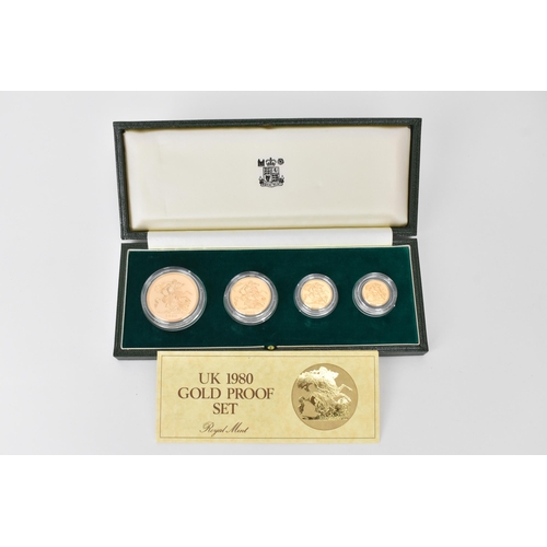 12 - United Kingdom - Elizabeth II (1952-2022), 1980 Gold Proof Four-Coin Set, comprising of Five Pounds/... 