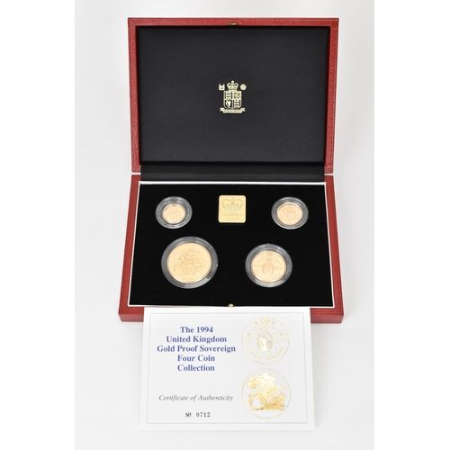 14 - United Kingdom - Elizabeth II (1952-2022), 1994 UK Gold Proof Four-Coin Set, comprising of Five Poun... 