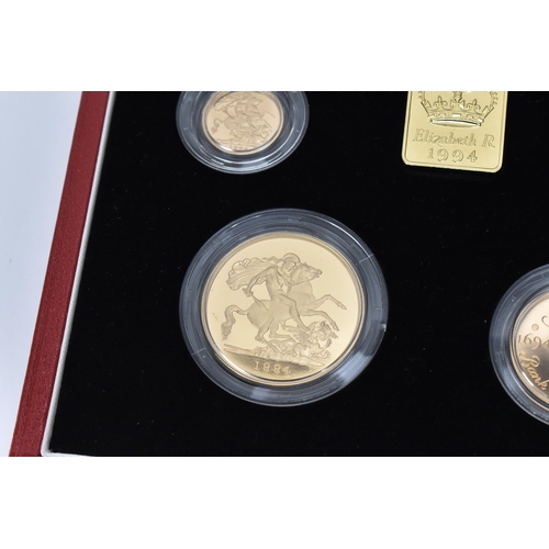 14 - United Kingdom - Elizabeth II (1952-2022), 1994 UK Gold Proof Four-Coin Set, comprising of Five Poun... 