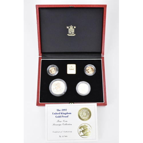 United Kingdom - Elizabeth II (1952-2022), 1997 UK Gold Proof Four-Coin Set, comprising of Five Pounds / Five Sovereigns, Two Pounds, Sovereign, and Half Sovereign, together with original box and COA from the Royal Mint,