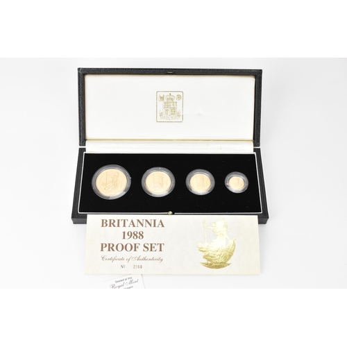 19 - United Kingdom - Elizabeth II (1952-2022), 1988 Britannia Gold Proof Four-Coin Set, comprising of £1... 