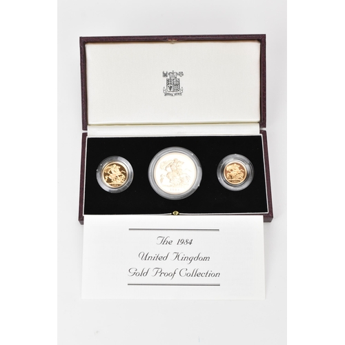 23 - United Kingdom - Elizabeth II (1952-2022), 1984 Gold Proof Three-Coin Set, comprising of Five Pounds... 