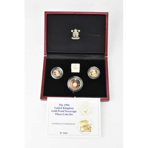 27 - United Kingdom-Elizabeth II (1952-2022), 1994 UK Gold Proof Three-Coin Set, comprising of Bank of En... 