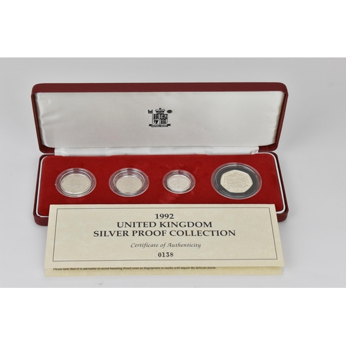 36 - United Kingdom - Elizabeth II (1952-2022), 1992 Silver Proof Four-Coin Set, comprising of One Pound,... 