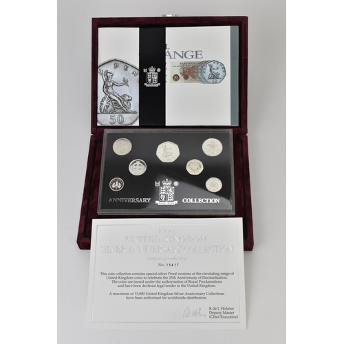 39 - United Kingdom - Elizabeth II (1952-2022), 1996 Silver Proof Seven-Coin Anniversary Collection 'All ... 