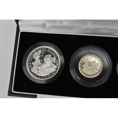 41 - United Kingdom - Elizabeth II (1952-2022), 1997 Silver Proof Britannia Set, comprising of 1oz 2 Poun... 