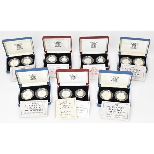 55 - United Kingdom - Elizabeth II (1952-2022), A collection of 7 cased Two-Coin Silver Proof Sets to inc... 